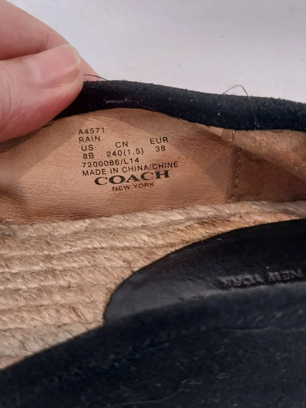 Coach Designer Comfort Shoes Womens 8 Espadrille Flats Black Suede Logo Casual.